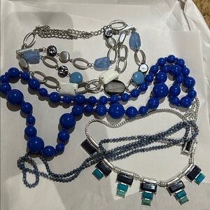 Blue Multi-Strand Statement Necklace - Unbranded